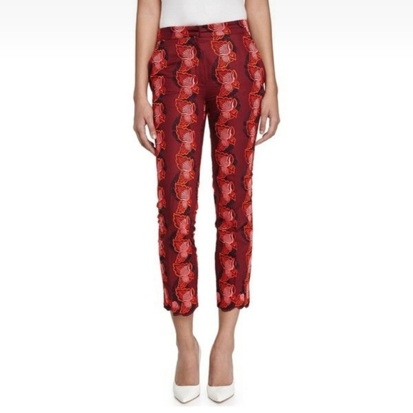 Stella McCartney Red and Orange Floral Embroidered Pants Size 38 NWT - Picture 2 of 7